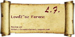Lovász Ferenc névjegykártya